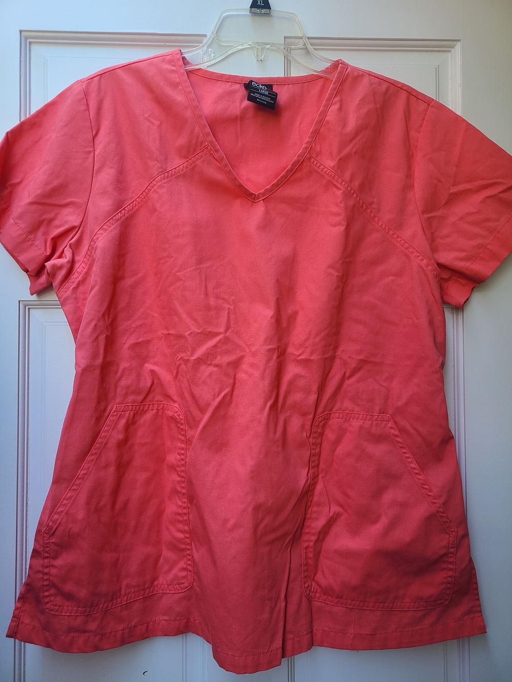 Ecko Unlimited Coral Pink V-Neck Scrub Top